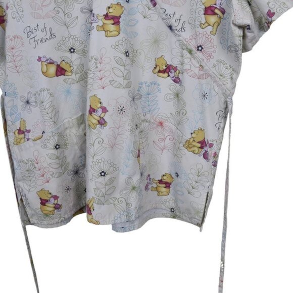 Disney Scrub Top Winnie the Pooh  Bear Piglet Medical Cream Size XL - Picture 5 of 14